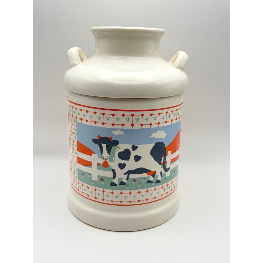 Vintage Ceramic Cow Milk Jug Canister Jar Himark Farmhouse Country Cottage 9"